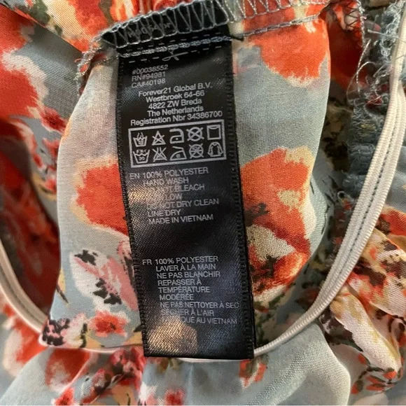 Junior Misses Forever XXI Aqua Coral Floral Sheer Top Size M - Picture 3 of 10